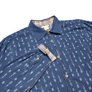 Carbon2Cobalt Button Down Shirt Arrow Print Long Sleeve Casual Mens Size‎ M Blue